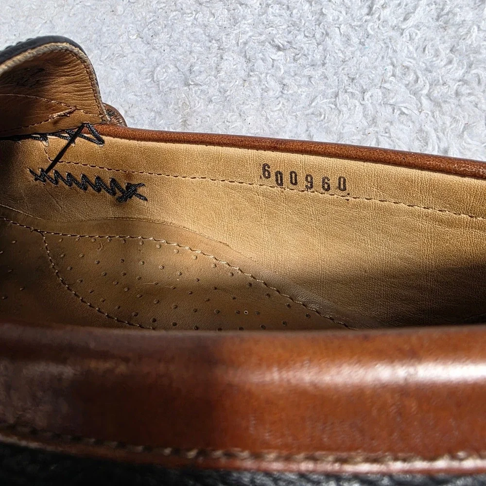 E.T.‎ Wright Penny Loafers Black Brown Two Tone Pebbled Leather Vibram Mens 10D